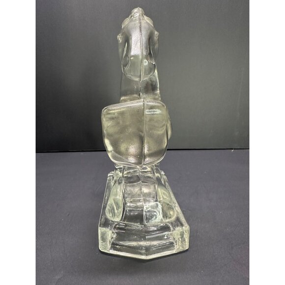 Vintage L.E. Smith Glass Rearing Horse Bookends Heavy Clear Figurine 7" Tall MCM - Picture 5 of 9